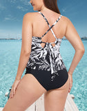 FULLFITALL - Leaves Scarf X-Back Tankini Set