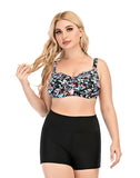Floral Plus Size Boxer High Waist Bikini Swimsuit
