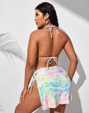 FULLFITALL-Tie Dye Halterneck Sideways Tie Bikini Set