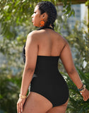 FULLFITALL-Black U-Neck Halterneck One Piece Swimsuit