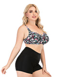 Floral Plus Size Boxer High Waist Bikini Swimsuit