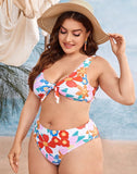 FULLFITALL-Orange Mid-Waist Tie Bikini Set