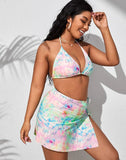 FULLFITALL-Tie Dye Halterneck Sideways Tie Bikini Set