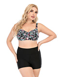 Floral Plus Size Boxer High Waist Bikini Swimsuit