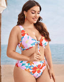 FULLFITALL-Orange Mid-Waist Tie Bikini Set