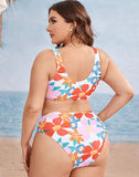 FULLFITALL-Orange Mid-Waist Tie Bikini Set