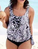 FULLFITALL - Dew Drops Side Tie Blouson Tankini Top