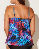FULLFITALL - Red Blue Palm Tie Front Underwire Tankini Set