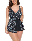 FULLFITALL - White Dots V-Neck Twist Tankini Top