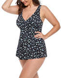 FULLFITALL - White Dots V-Neck Twist Tankini Top