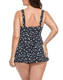 FULLFITALL - White Dots V-Neck Twist Tankini Top