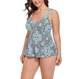 FULLFITALL - Mint Medallion V-NECK  Flowy Tankini Top