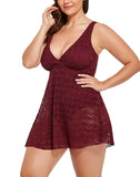 FULLFITALL - Black Crochet Side Slit V-Neck Swimdress