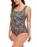 FULLFITALL - Leopard Print Lycra Xtra Life Shock Square Neck One Piece Swimsuit