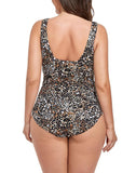 FULLFITALL - Leopard Print Lycra Xtra Life Shock Square Neck One Piece Swimsuit