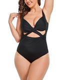 FULLFITALL - Black Cut Out Underwire One Piece Swimsuit