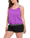 FULLFITALL - Purple Loop Strap Blouson Tankini Cargo Swim Short