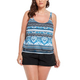 FULLFITALL - Geometric Print Loop Strap Blouson Tankini with Cargo Swim Short