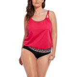 FULLFITALL - Red Loop Strap Blouson Tankini Top